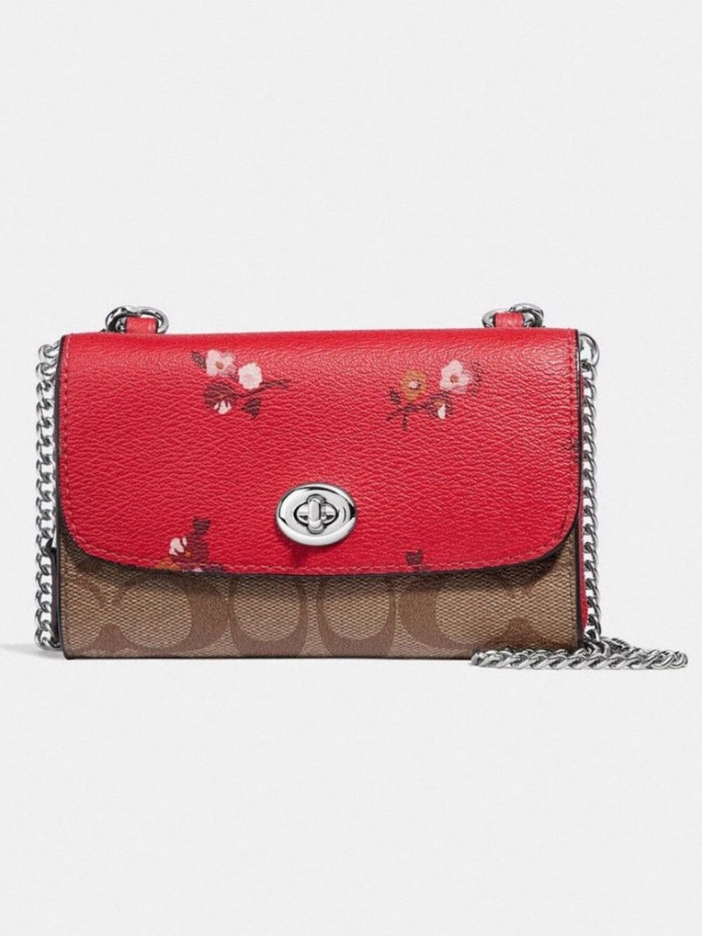 NWT Coach Flap Phone Chain Crossbody Signature Canvas Baby Bouquet Floral F31608